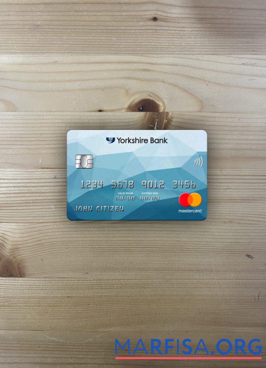 Realistic United Kingdom Yorkshire Bank mastercard photolook front download for verification